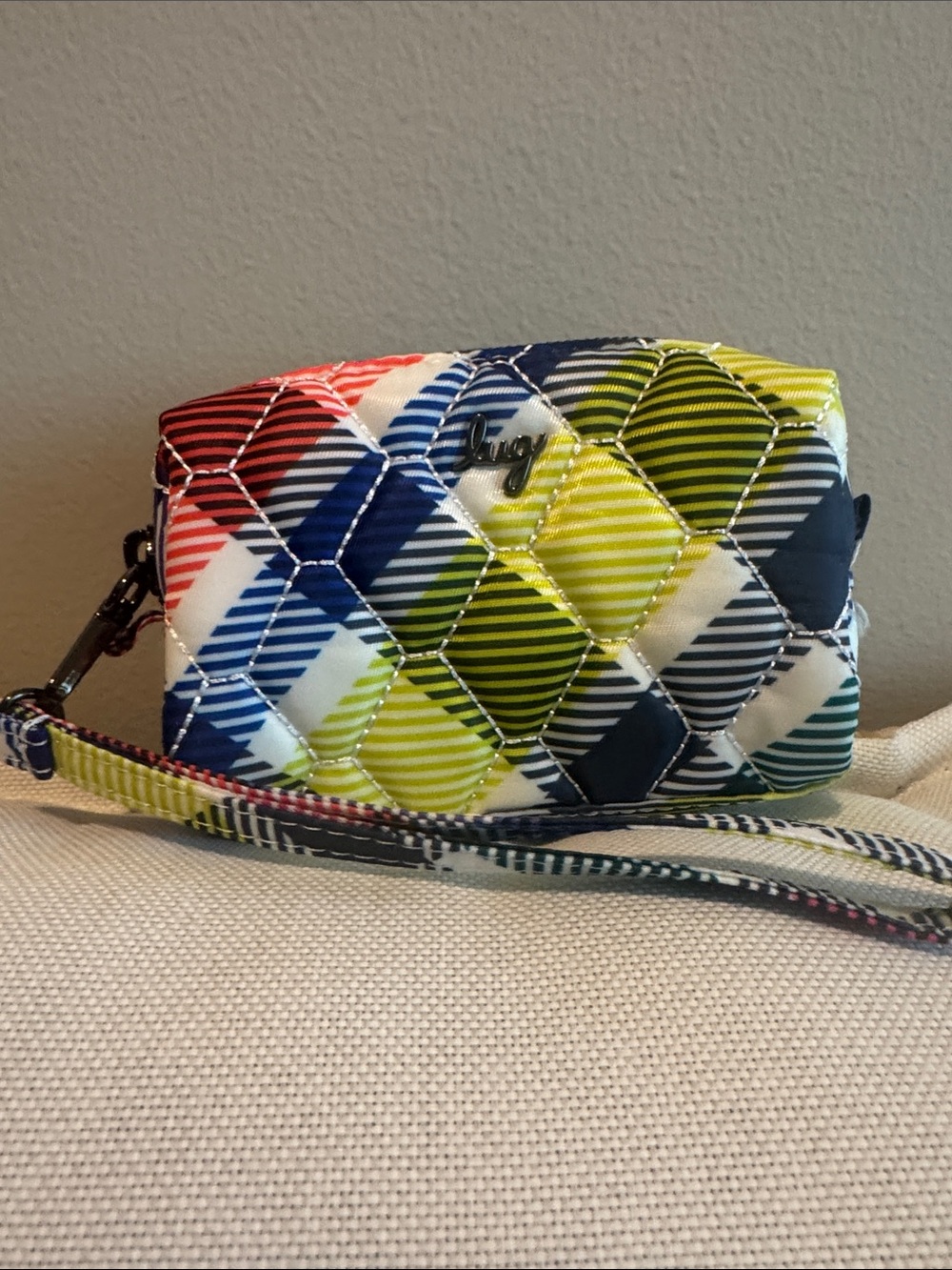 LUG Blimp Quilted Wristlet - in playful plaid